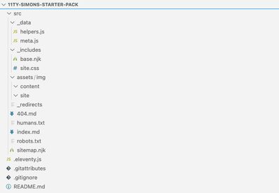 Folder structure for 11ty starter pack.