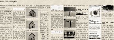 Simon Cox Evening News screenshot showing the newspaper style layout over 9 columns on a wide screen