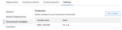 Cloudflare Pages dialogue - Enviroment Variable - Node Version 19.3.0