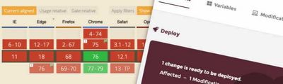 Browser attribute availability chart and Cloudflare deploy screen.