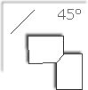 Drawing of staple at 45 degrees.