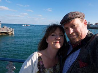 Swanage by Simon Cox - Sat, October 15, 2011: On Swanage promenade Paula, Nigel and Marianne at the seaside in Swanage.